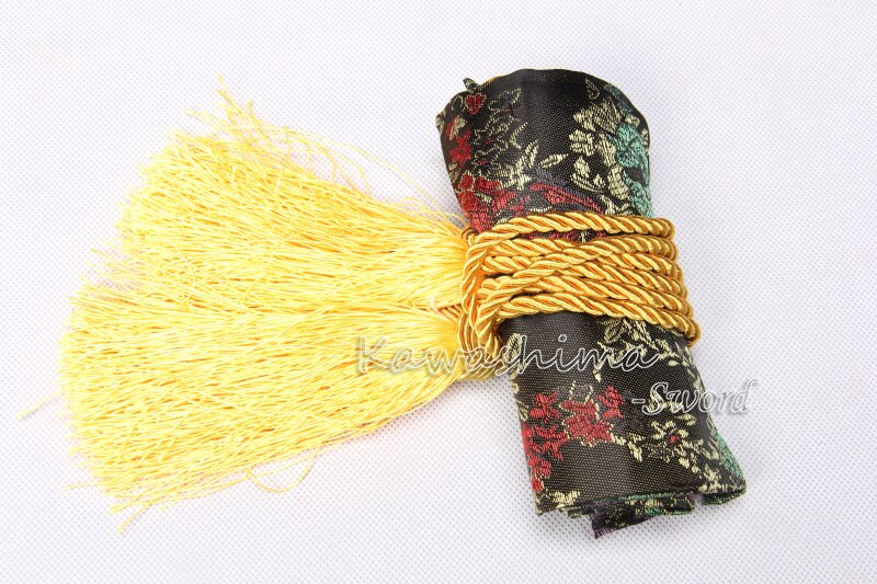 Japansk samurai sværd silketaske sort guld rød farve broderet blomst til katana / wakizashi mærkeforsyning