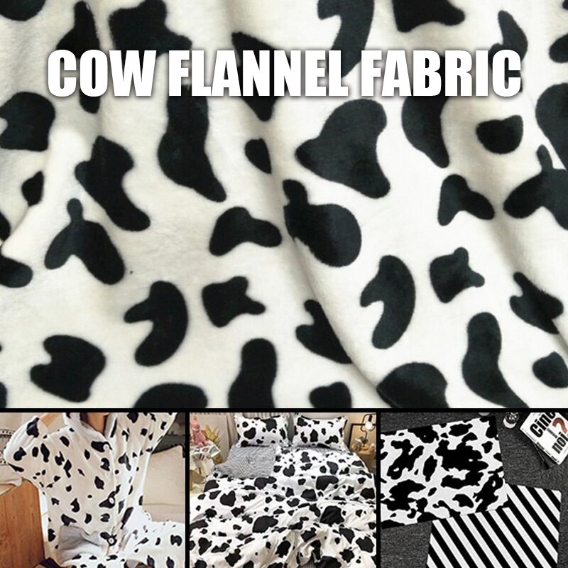 100*160cm fløjl stof sødt mælk ko mønster blødt flanel stof til diy sy sengetøj pyjamas kæledyr tæppe sofa pude
