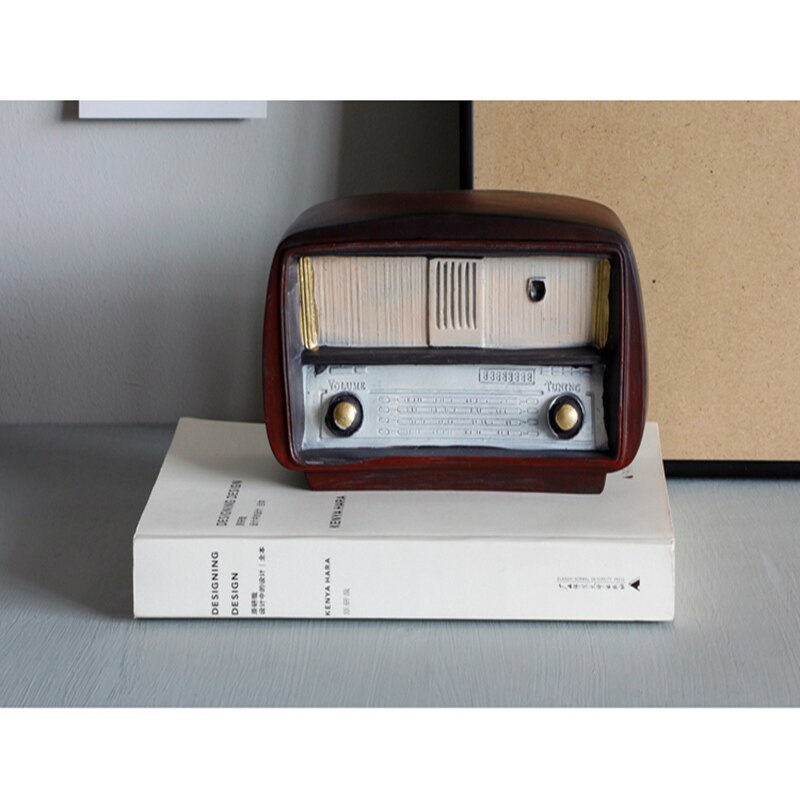 Europeisk stil harpiks radio modell retro nostalgisk ornamenter vintage radio håndverk bar innredning tilbehør antikk imitasjon
