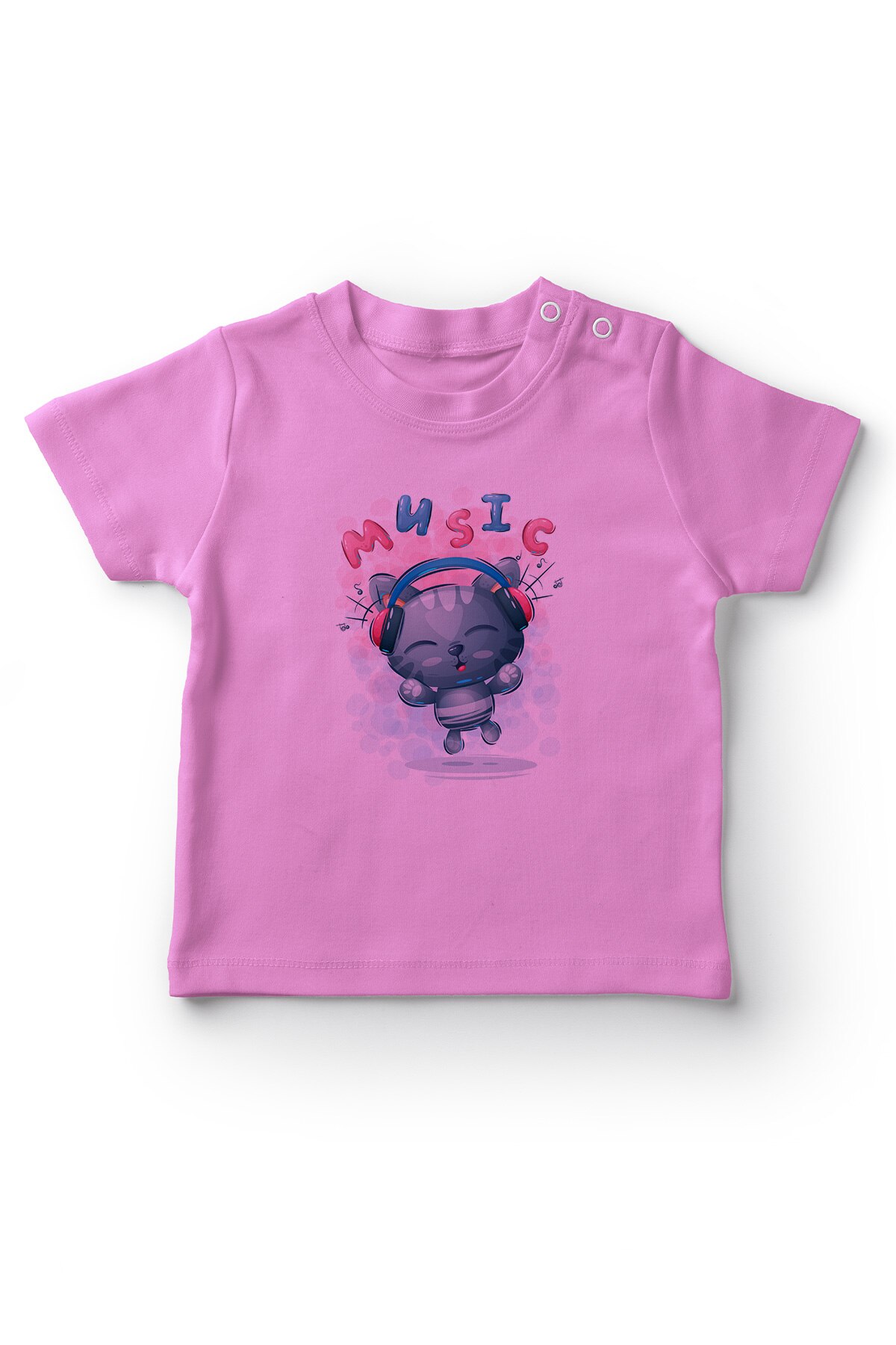 Angemiel Baby Music Dinliyen Kitten Baby Girl T-Shirt Pink