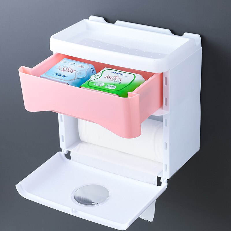 ONEUP Punch-free Toilet Paper Holders Plastic Bathroom Tissue Box Garbage Bag Shelf Home Storage Box Portable Toilet Paper Rack