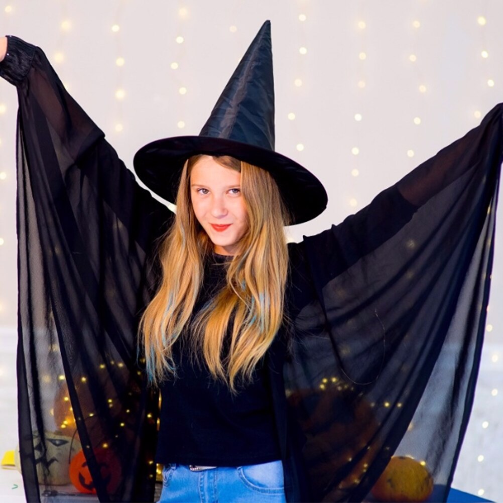 Zwarte Heks Hoeden Wizard Top Hat Party Cap Cosplay Fancy Dress Halloween Maskerade Verjaardag Hoofd Slijtage