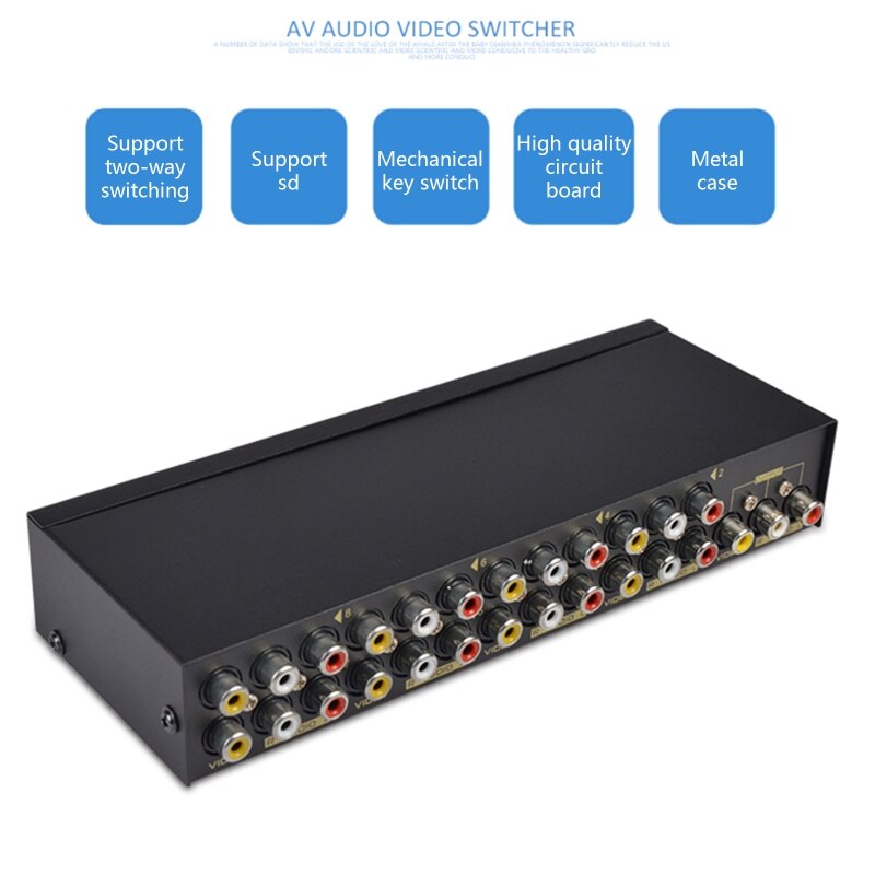 Commutateur AV 8 voies commutateur RCA 8 en 1 boîtier de sélection vidéo Composite L/R pour Consoles de jeux DVD STB