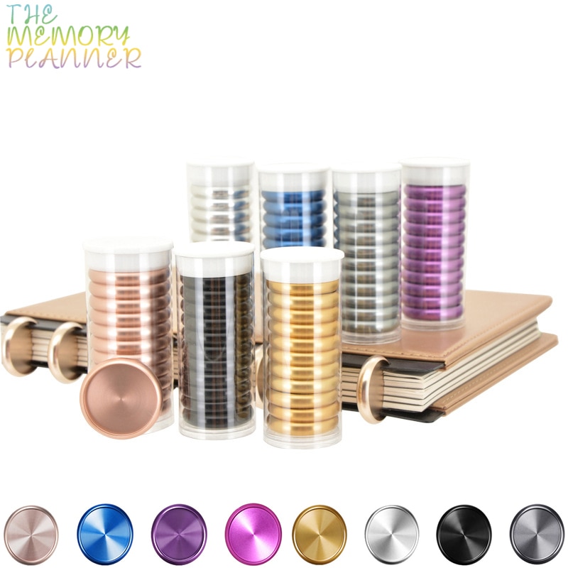 Anillas de Metal para encuadernación, anillas de 38mm con agujero De Seta para hojas sueltas, Accesorios para cuaderno, anillas de encuadernación, planificador de anillas de disco de Metal, 11 Uds.