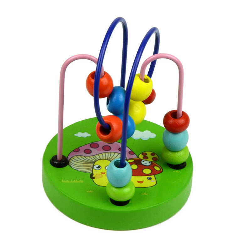 Bambini Montessori Matematica Giocattoli di Piccole Dimensioni In Legno Cerchi Bead Wire Maze Roller Coaster di Attività In Età Prescolare Bambino Apprendimento Giocattolo Educativo: Mushroom-WT035C