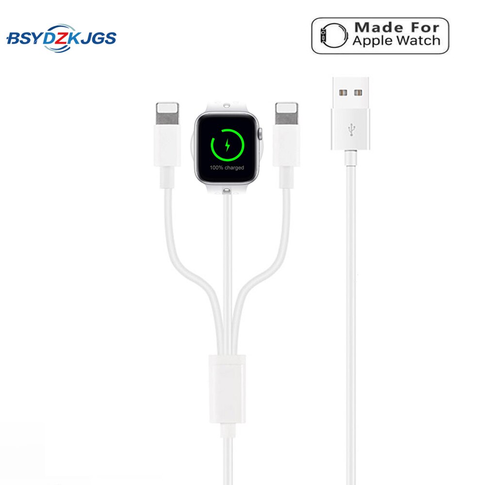BSYDZKJGS 3 en 1 chargeur sans fil pour Apple Watch 1 2 3 4 chargeur rapide 1.2 câble USB pour iPhone X Xs 8 Plus iPod câble de données USB: 3 in 1