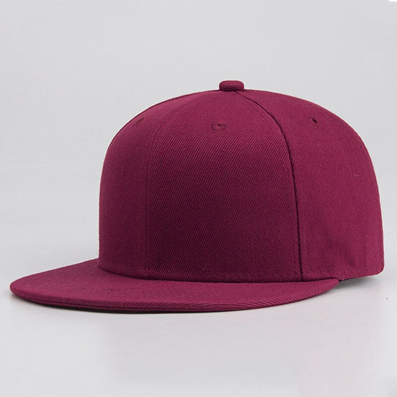 Solid sort hip hop flade hatte snapback seje mænd billige baseball kasketter kvinder casual kasket gorras planas hip-hop hat 16 farver: Rødvin