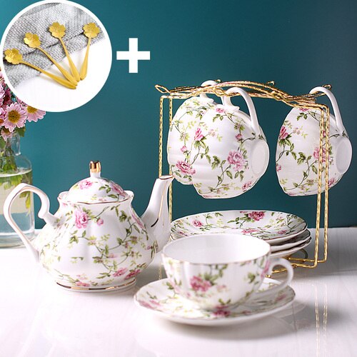 Porcelain Luxury Coffee Cup with Handle European Flowers Gold Bone China Tea Cups Set Tea Cup Set Kawaii Cup Cute Mugs Tazas 50