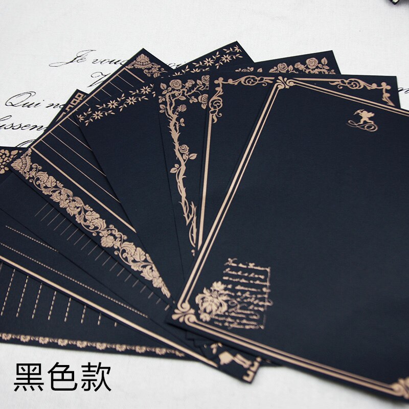 Hethrone 8 fogli di alto-fine Vintage ▾ Stile di Scrittura di Carta di Festa di nozze lettera di invito carta Cultura di Immagazzinaggio Della Cancelleria di Carta G: 2pcsblack