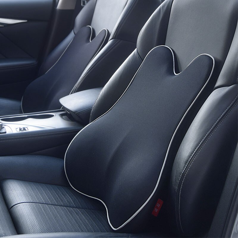 Cojín Lumbar para asiento de coche, almohada para el dolor de espalda baja, espuma de memoria, corrección de postura negra, producto para coche: black-1pcs