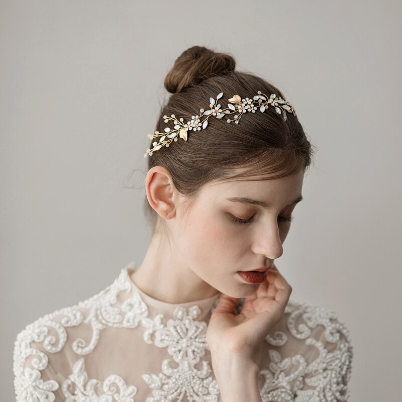 O347, diadema Vintage Floral para mujer Cristal de hadas, diadema hecha a mano, accesorios para el cabello, tocado de novia dorado