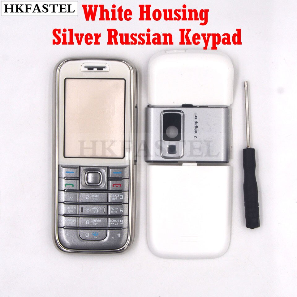 Hkfastel Voor Nokia 6233 Full Complete Mobiele Telefoon Behuizing Cover Case + Engels/Russisch Toetsenbord + met Tracking