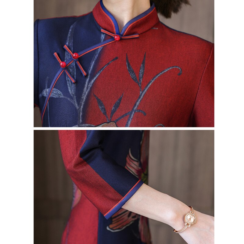 Vestido chino con estampado de estilo étnico para mujer, Cheongsam tradicional Vintage, moderno y , Qipao M-4XL, novedad de Primavera de 2022