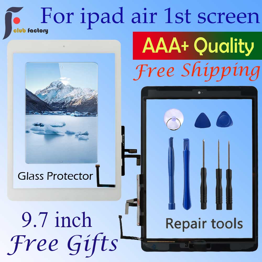 Voor Ipad Air 1 Touch Screen A1474 A1475 A147 Digitizer Sensor + Home Knop + Flex Lijm + Repair Tools montage Glas Panel