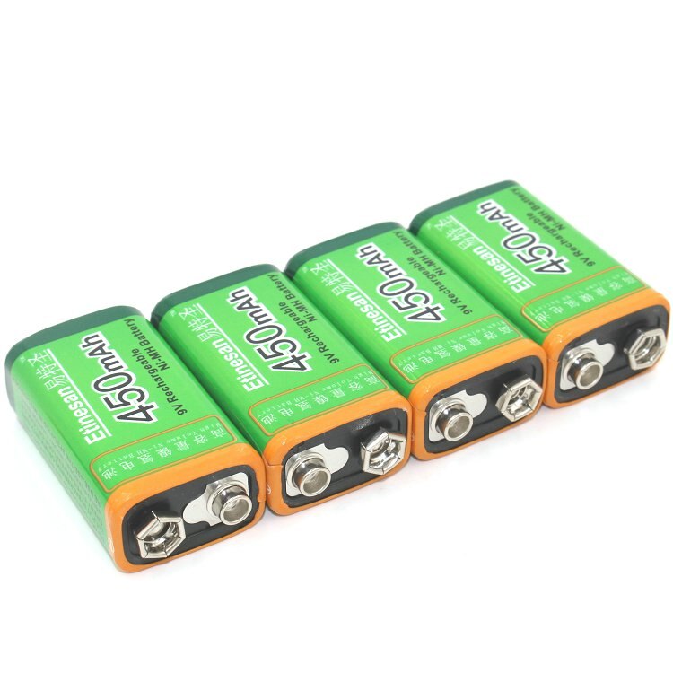 Etinesan 9V 450mAh NiMH Rechargeable Batteries Rectangular Battery -Ultrahigh capacity: 4pcs Batteries