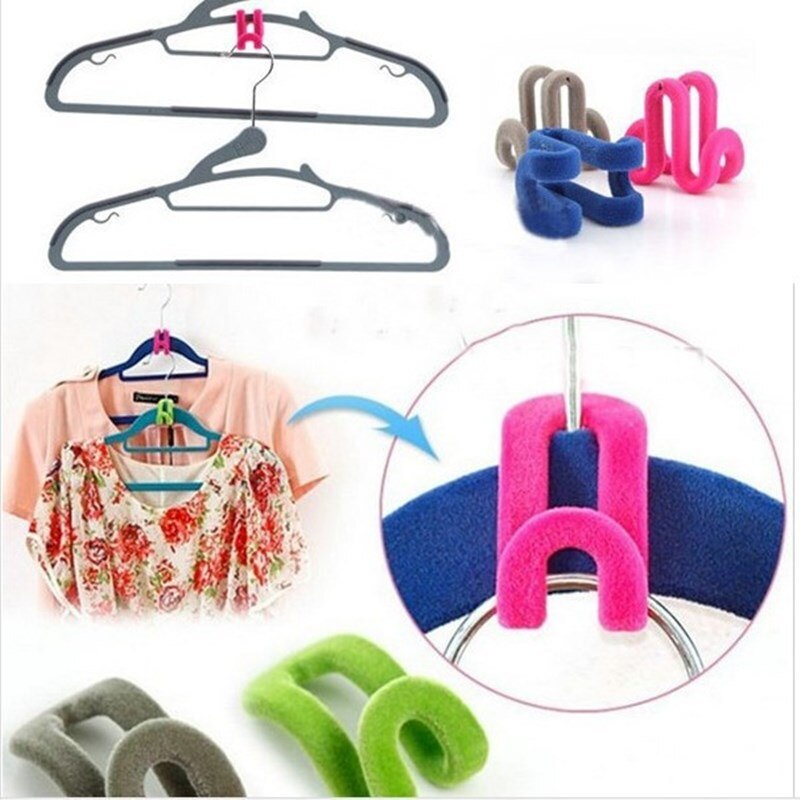 Juego de 10 unidades de ganchos colgantes mágicos de flocado para colgar ropa, accesorios, estante multifuncional, organizador de ropa, almacenamiento para el hogar