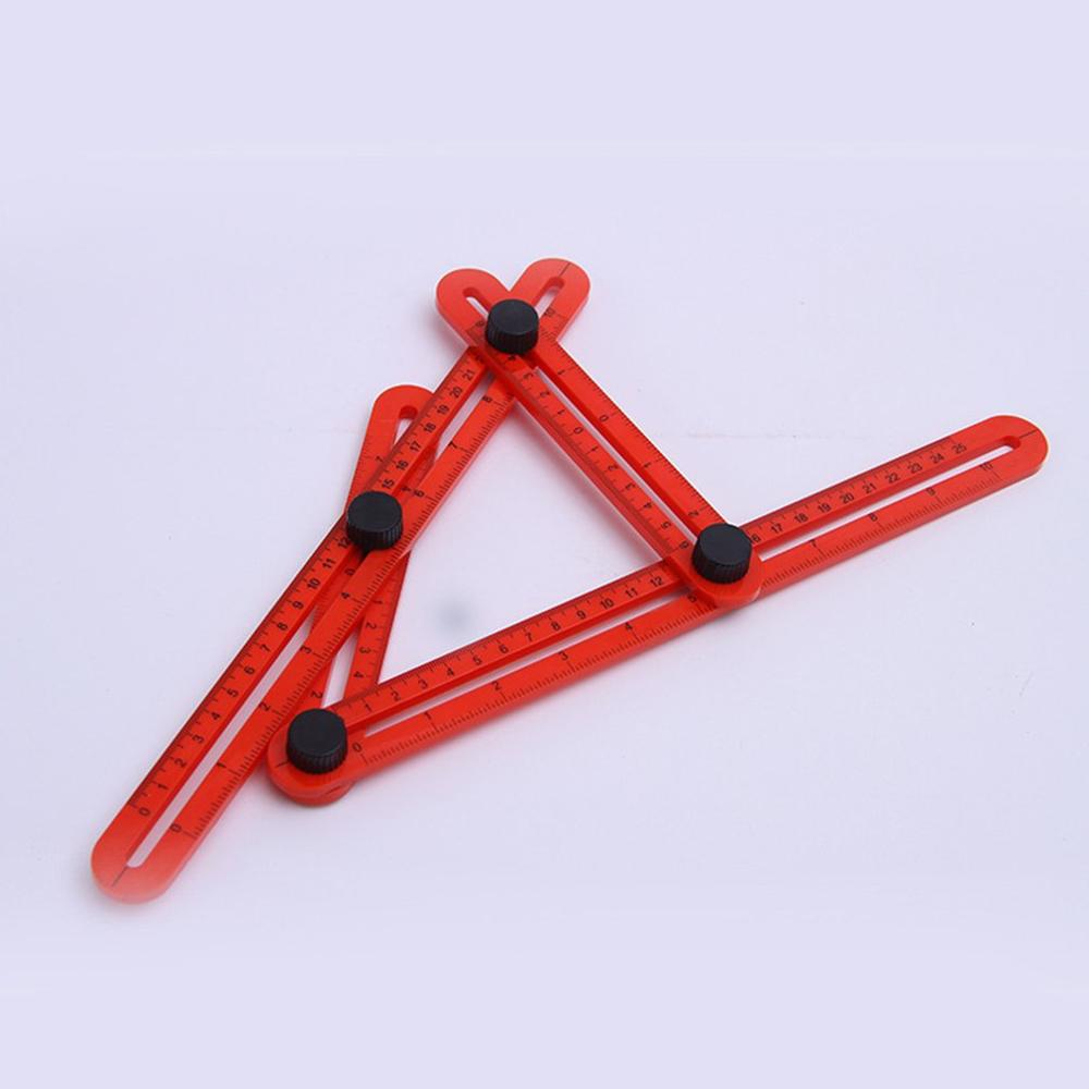 Multifunctional plastic ruler four-sided Measuring Angle Finder Protractor Multi-Angle Ruler Layout Tool Angle Ruler: Red