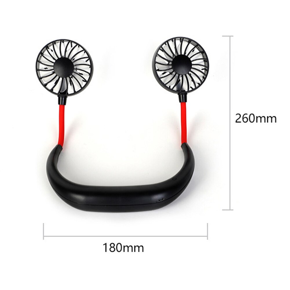 Sportowy przenośny akumulator USB robić zawieszania na szyję podwójny mini wentylator z pałąkiem na kark