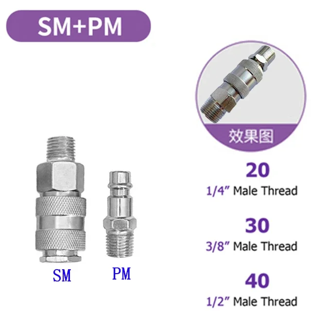 EU-Standard-Anschlüsse, pneumatische europäische Luftanschlüsse für Kompressor BSPT 1/4 1/2 Gewinde, Schnellkupplung, Einsteck-Schlauchanschluss