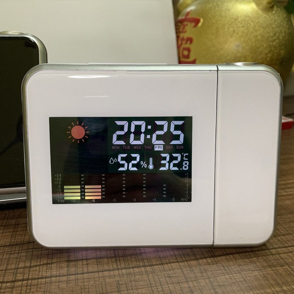 Kleurrijke Led Digitale Projectie Wekker Temperatuur Thermometer Hygrometer Desk Tijd Projector Kalender Speelgoed