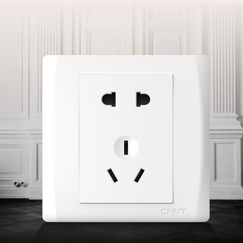 Pure White Electric Power Wall Outlet AC250V 10A Electrical Faceplate 5Pins Charging Socket 86x86mm For Xiaomi Device