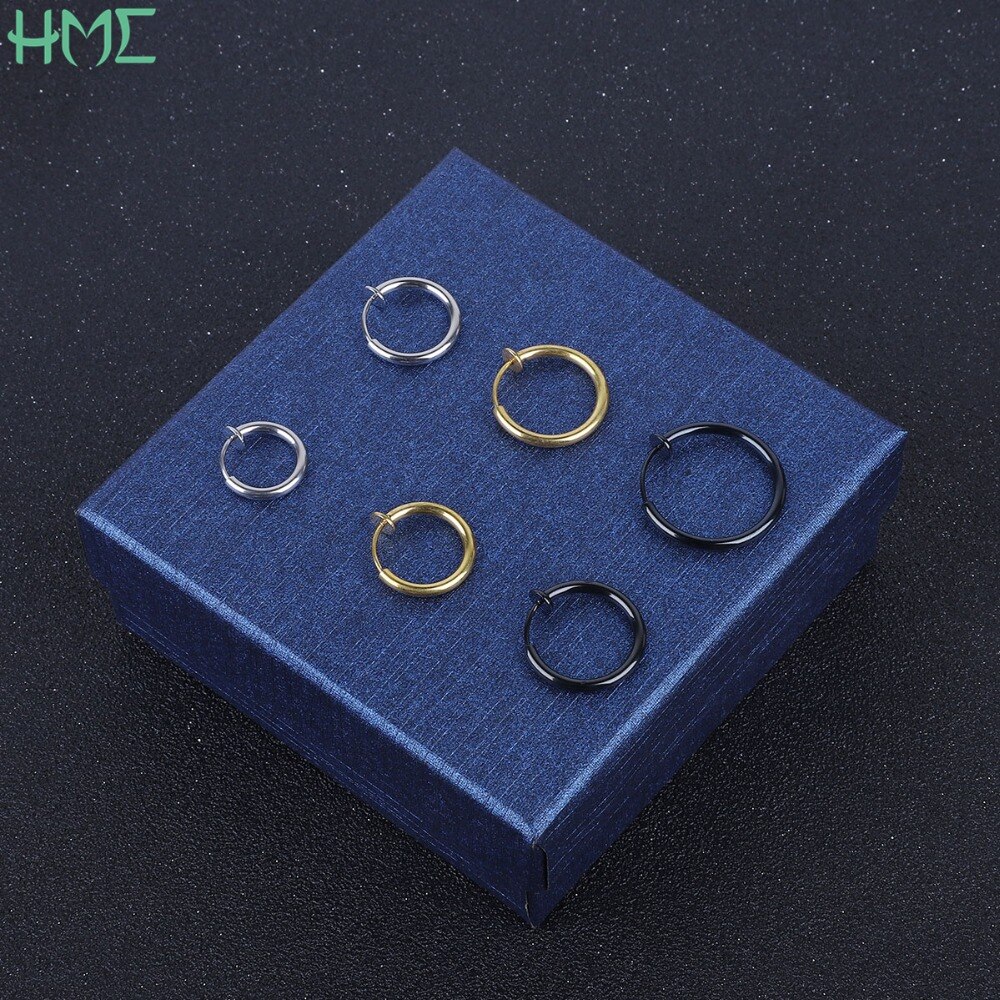 1pc KEIN Piercing Loch Ohr Clip Ringe Gold Farbe Titan Edelstahl Runde Ohrringe für Frauen Männer Männlichen Punk schmerzlos Brincos