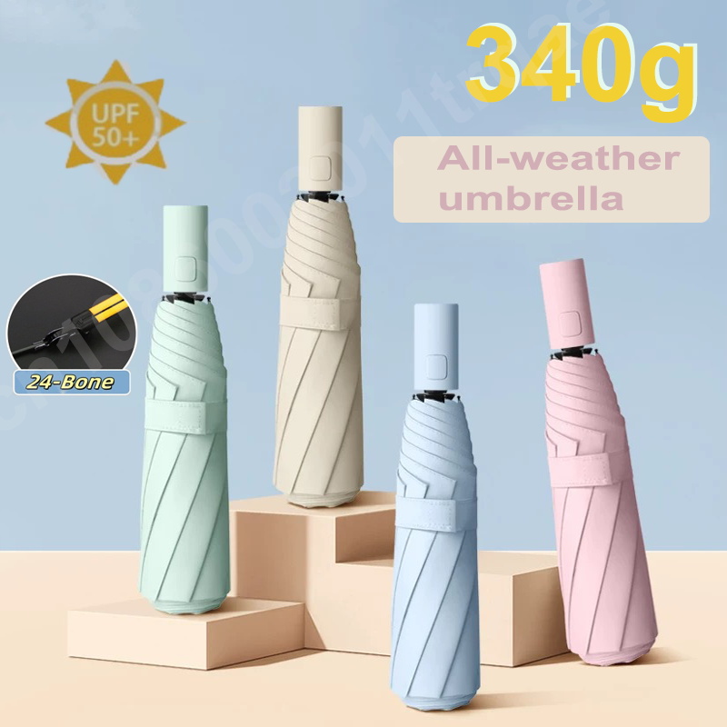 Mini parapluie automatique 24 os, léger et pliable, grand Protection UV extérieure, pluie et vent, 340g