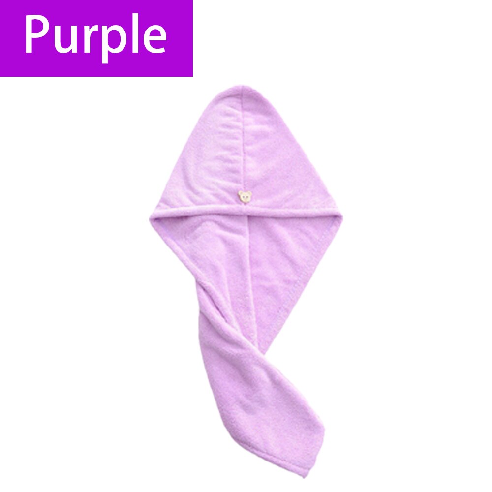 Toallas de baño de secado rápido para mujer, gorro de microfibra, toalla de secado rápido, turbante: Morado