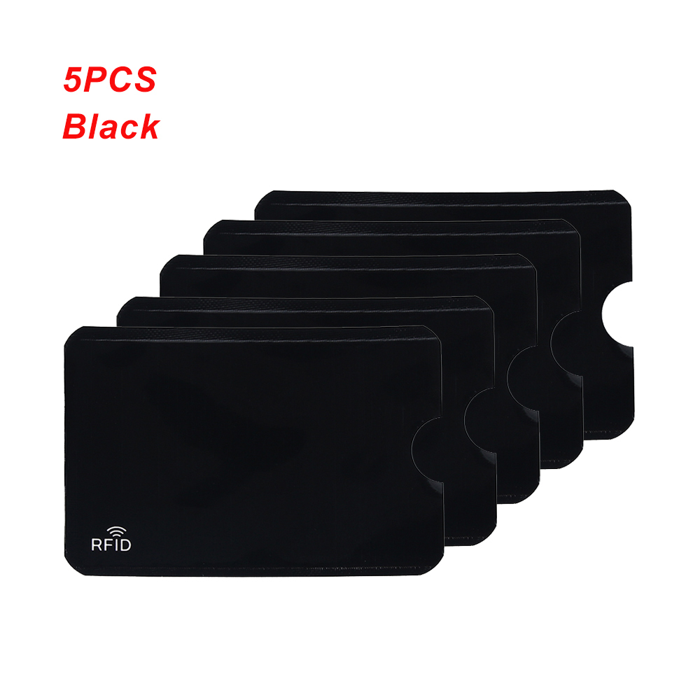 5PCS Veiligheid Anti Diefstal Reader RFID Credit Card Protector Blokkeren Sleeve Skin Case Aluminium Bankkaart cover Mouw Portemonnee: Black  1