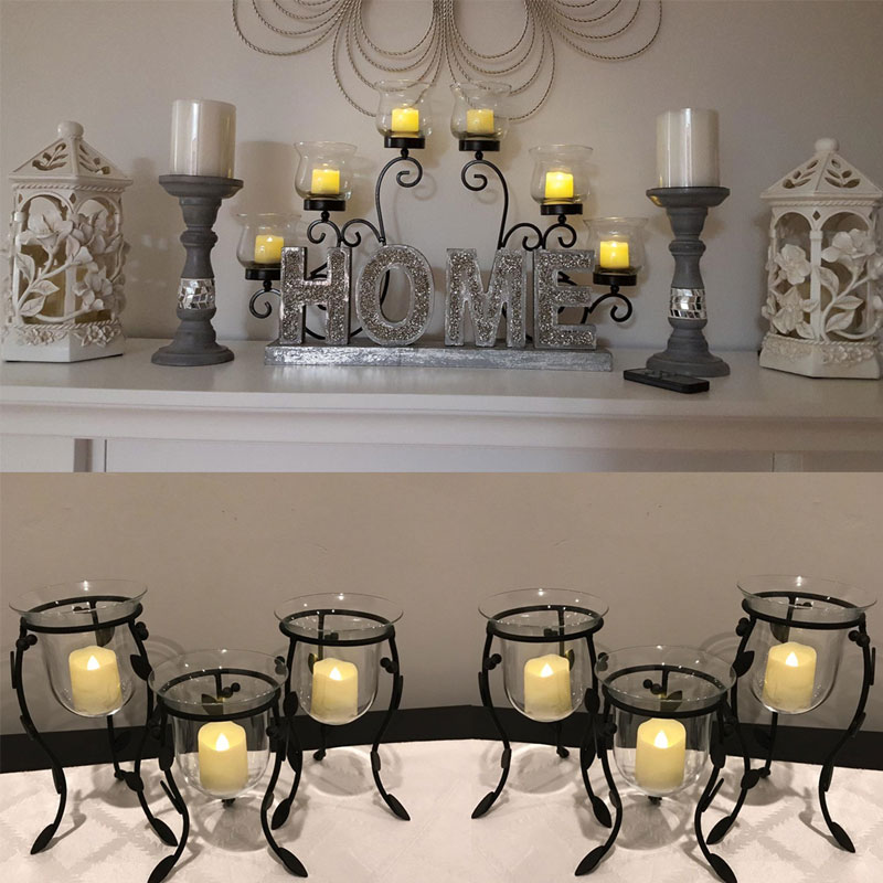 Pack of 6 LED Flameless Candles Battery Operated Timer Function 6 Hours On 18 Hours Off Tea Light Home & Garden Decration