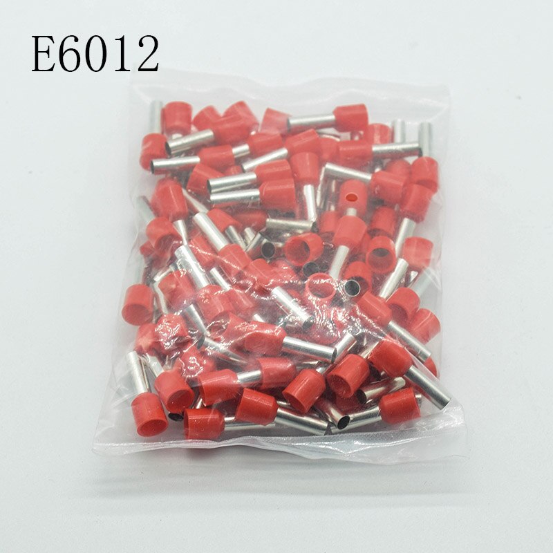 E6012 Tube insulating terminals 6MM2 Cable Wire Connector Insulating Crimp Terminal Insulated Connector 100PCS/Pack: red 100pcs