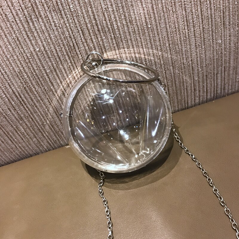 TekiEssica Ball Shaped Transparent Party Bag Women Evening Bag Party Wedding Clutch Purses Chain Shoulder Bag for Birthday