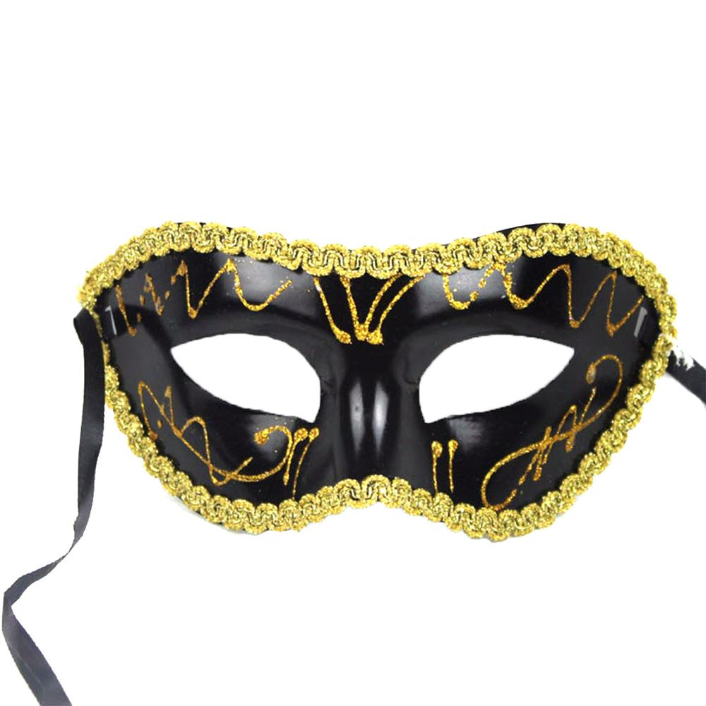 Venetiansk mardi gras dans maskerade bold maske fancy dress kostume klassisk halloween kostume prom øjenmaske: Sort