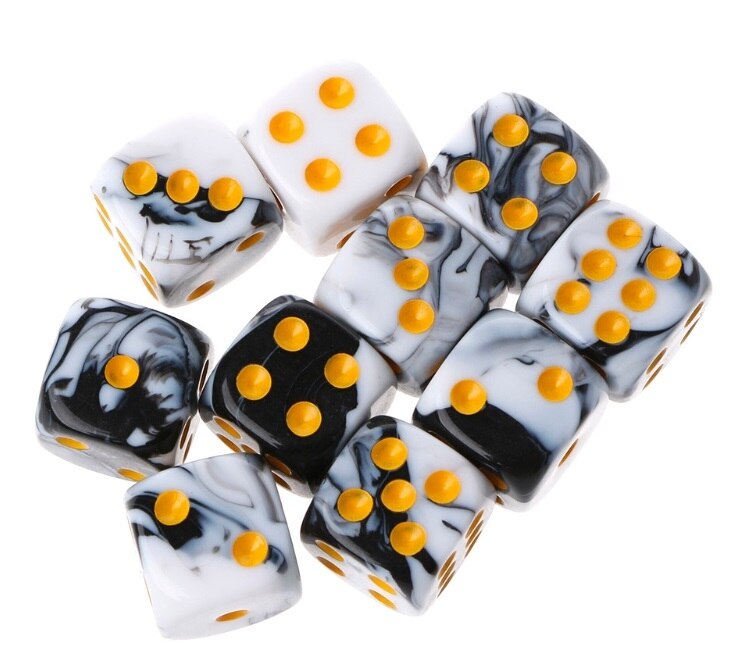 10 stuks zeszijdige 12mm transparante kubussen met ronde hoeken, draagbaar tafelspel: 1