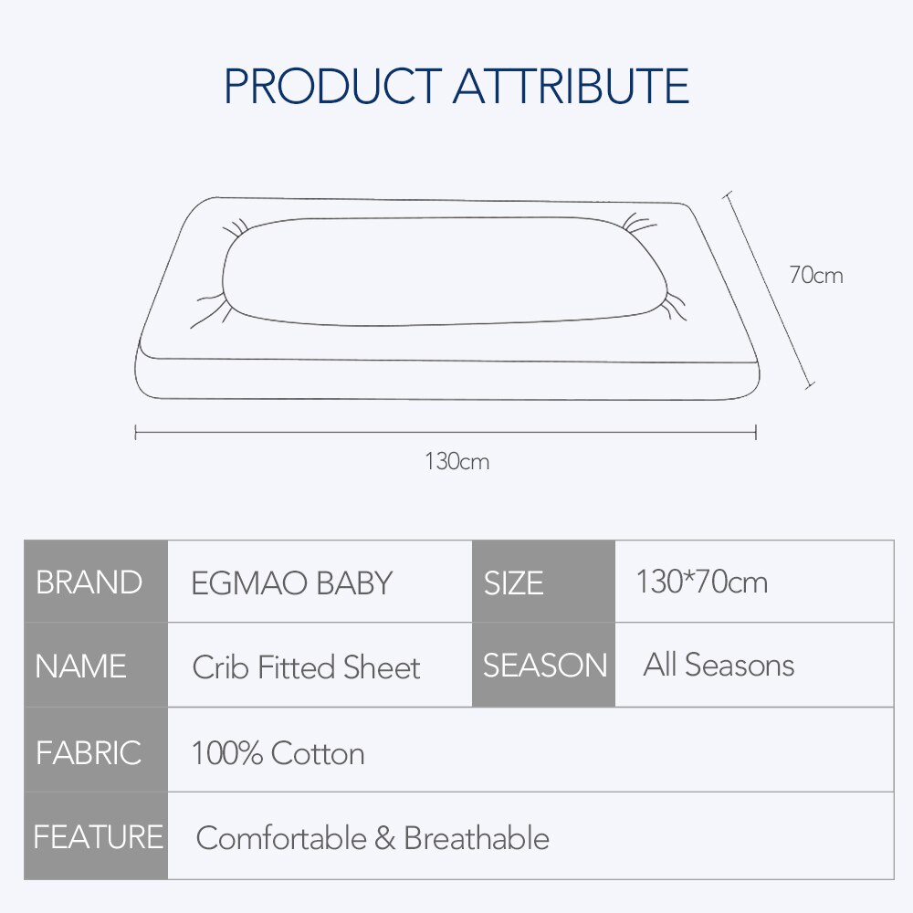 Drap housse pour bébé 100% coton doux | Couverture de matelas pour bébé 130 coton, motif de dessin animé, -né, taille x 70 cm