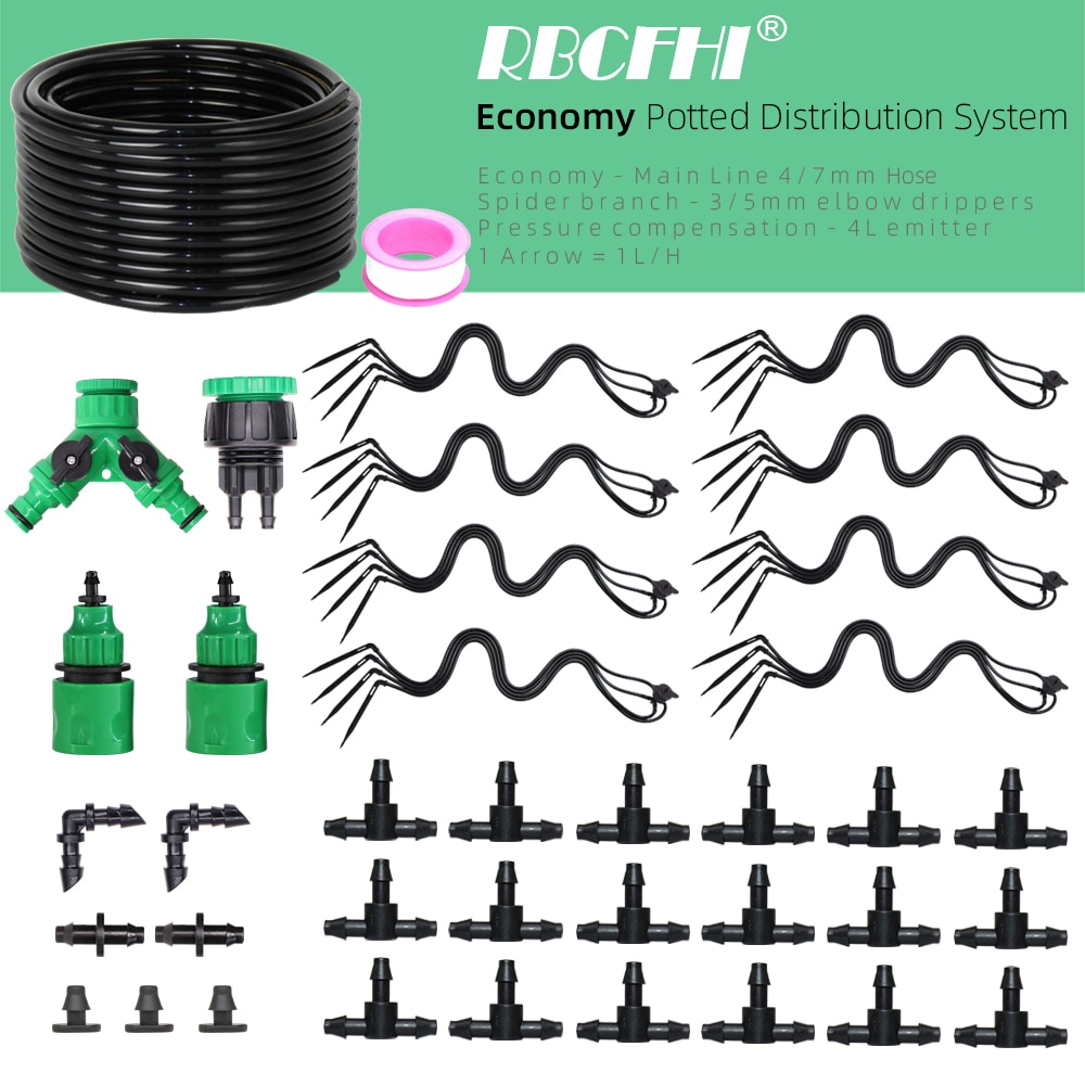 RBCFHI 5-50M Micro Spider Drip Irrigation System 4/7mm Main Line Potted Distribution Watering Kit Indoor Balcony Garden Set
