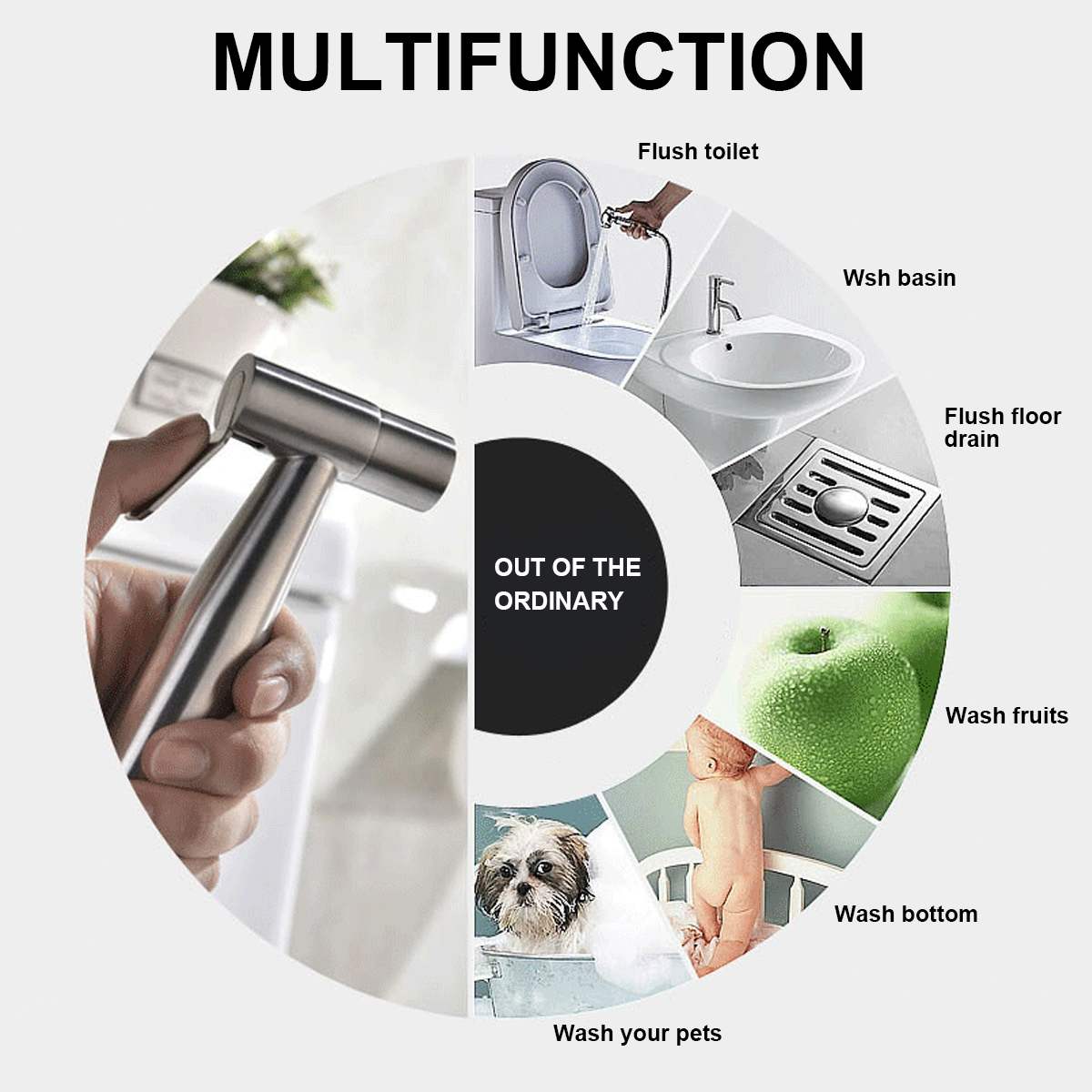 Handheld Portable Diaper Bidet Toilet Shattaf Sprayer Bathroom Toilet Bidet Shower Head Nozzle with Telephone Shower Hose Set