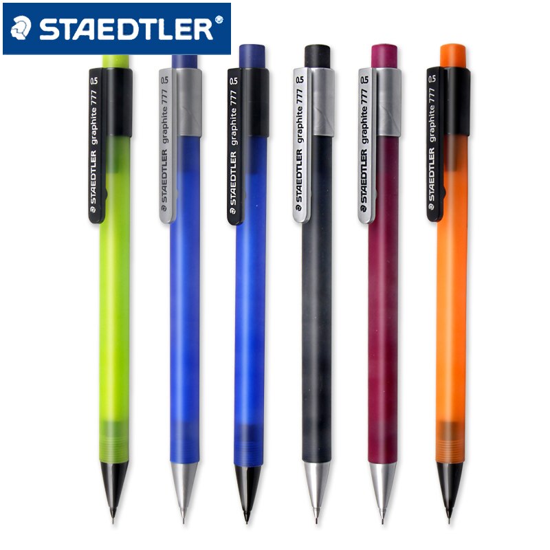 6 stk tysk staedtler automatisk blyant 0.5mm studerende skriver 777 frostet gennemsigtig penneholder bevægelig blyant iført gummi: Lysegrøn