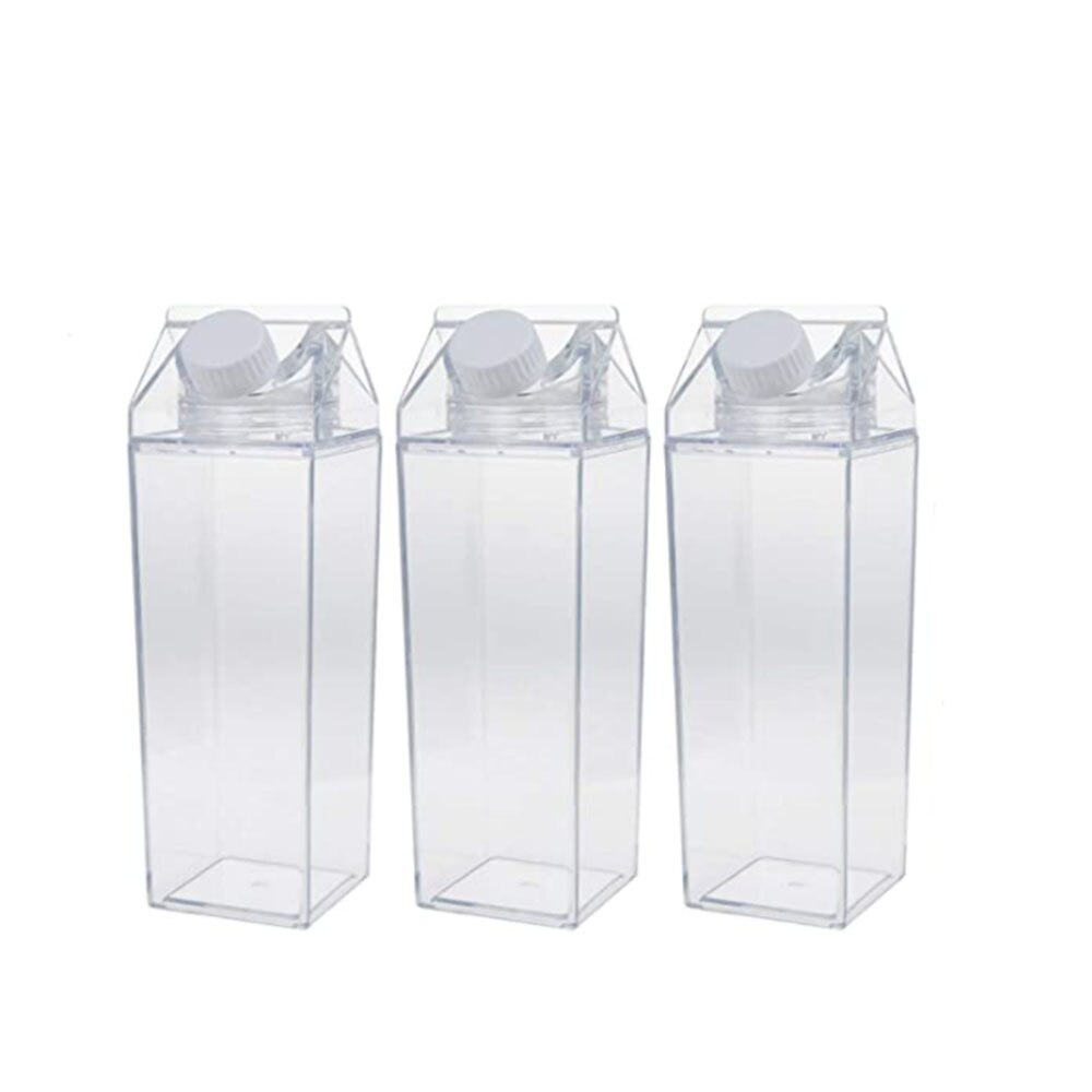 Plastic Milk Carton Transparent Portable Milk Carton Water Bottle Square Juice Bottle Drinker For Outdoor Hiking Travel Camping