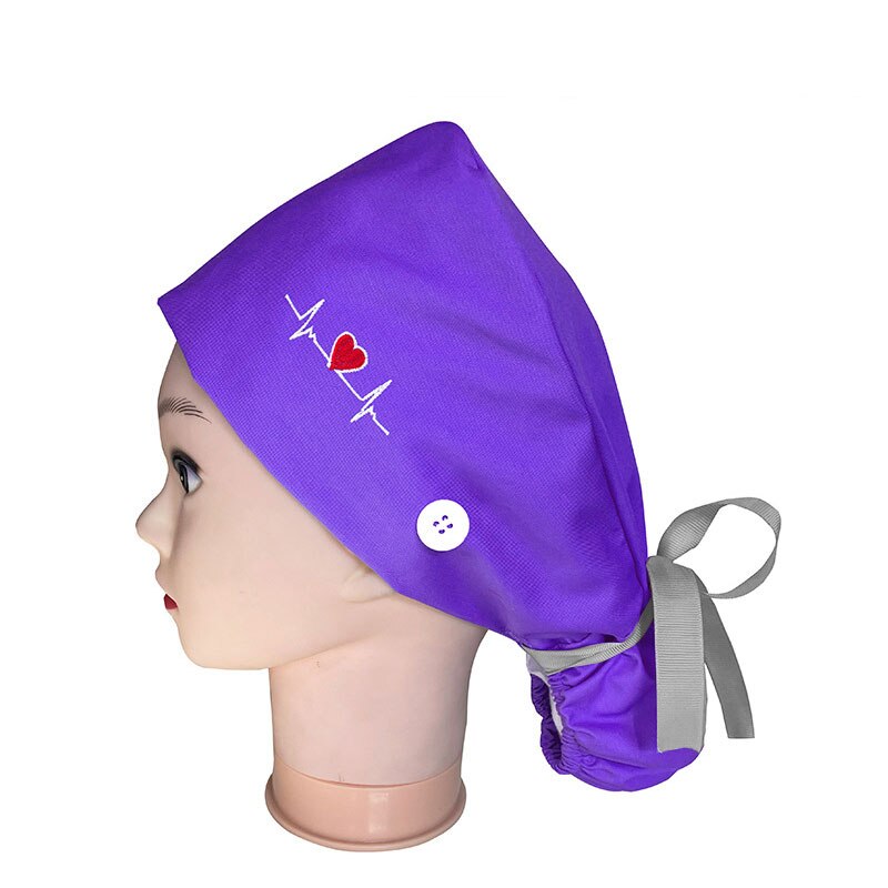 Scrub Nurse Hat With Buttons Heartbeat Surgery Hat... Grandado