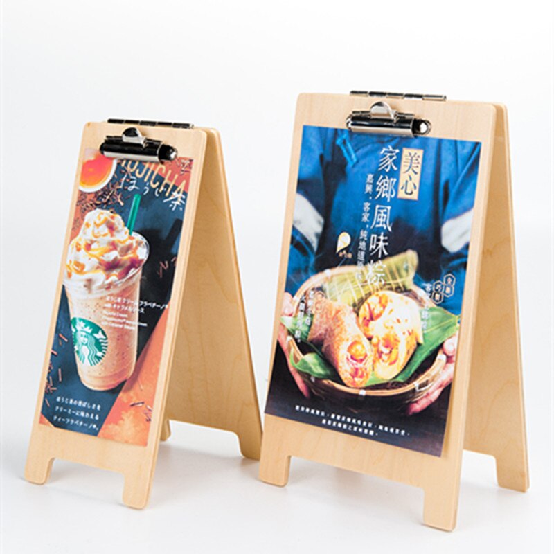 A5 Wood Menu Paper Clip Board Display Stand Menu Paper Poster Picture Photo Sign Holder Stand