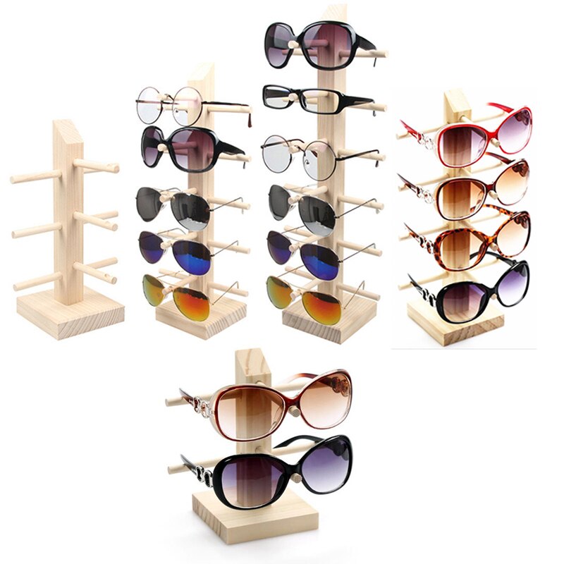 2 ~ 6 lagen Hout Sunglass Display Rack Plank Glalsses Opslag Brillen Toon Stand Sieraden Houder Multi Pairs Glazen Vitrines