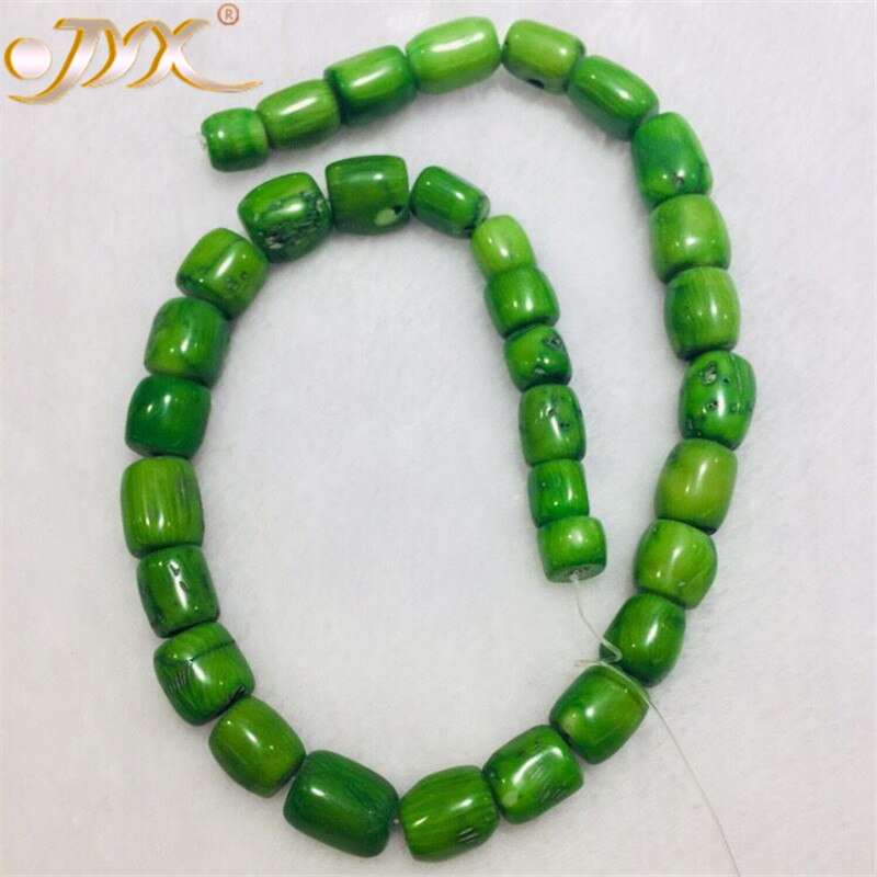 JYX 1 String nature 8-12mm oval green coral loose string strand DIY necklace bracelet For DIY bracelet Necklace 16": Default Title