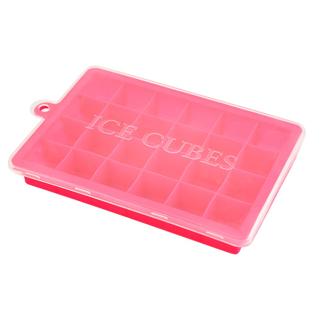 24 Grids Silicone Ice Cube Maker With Lid ice Tray popsicle molds kitchen accessories Ice Cream Tool: rose red