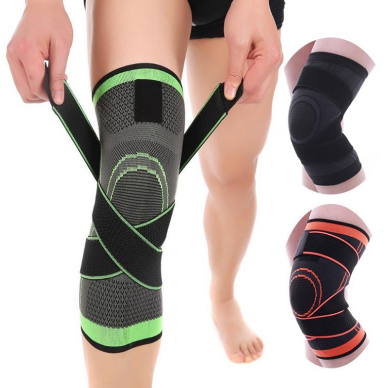 Newly Outdoor Sports Knee Compression Brace for Men Women Non Slip Sleeve with Straps Breathable Knit Kneepad CLA88