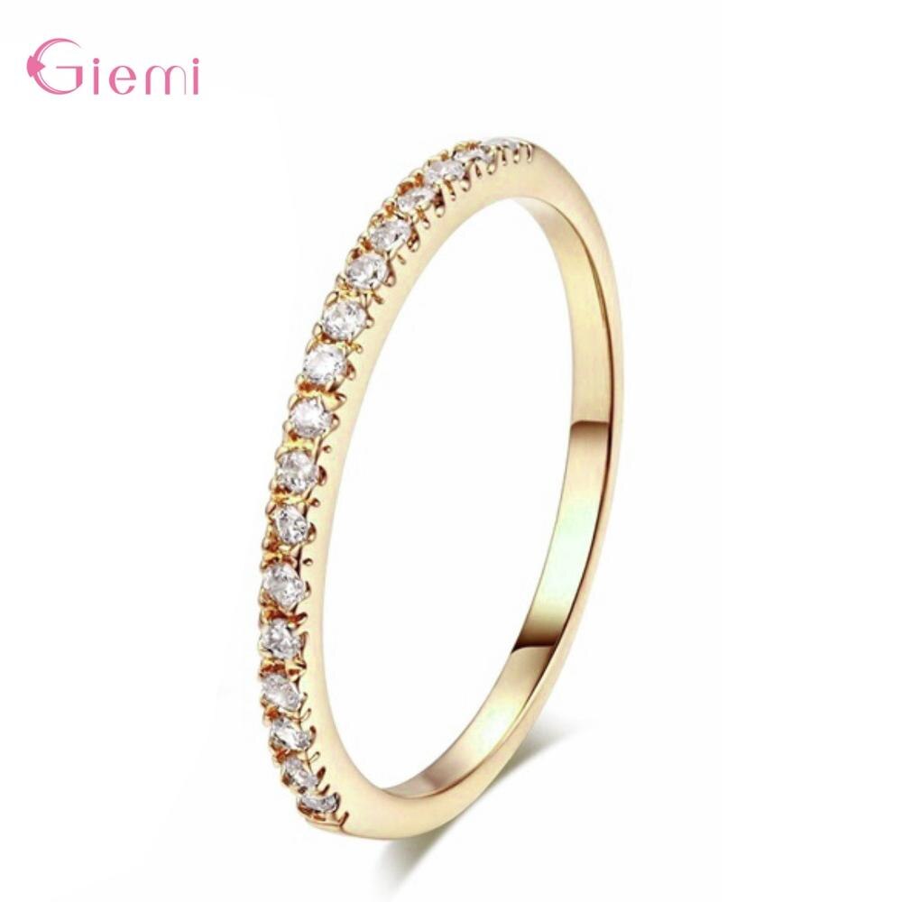 Big Discount Genuine 925 Sterling Silver Wedding Rings For Women Girls Women Birthday Jewelry Accessory: 7 / Gold