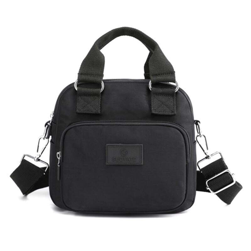 #39 -schultertasche aus nylon, große umhängetasche, kleine damen- #39: Schwarz