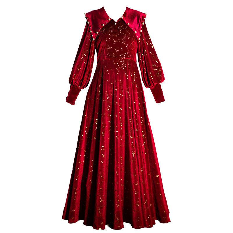 Vestido de terciopelo Lolita para mujer, de té Gótica para túnica roja, Vestidos de Lolita, disfraces de Cosplay de princesa de Navidad: S