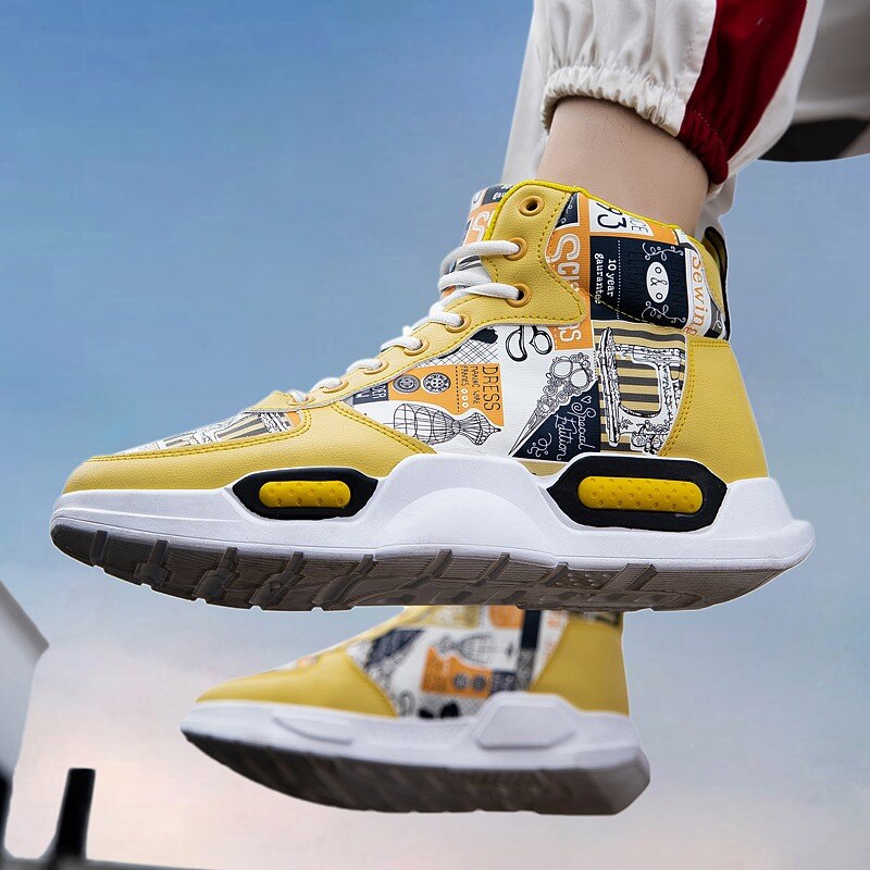 AIZHETU Chaussures Pour Hommes d'été Imprimé Graffiti chaussures Montantes Chaussures Étudiant Décontracté Chaussures De Sport