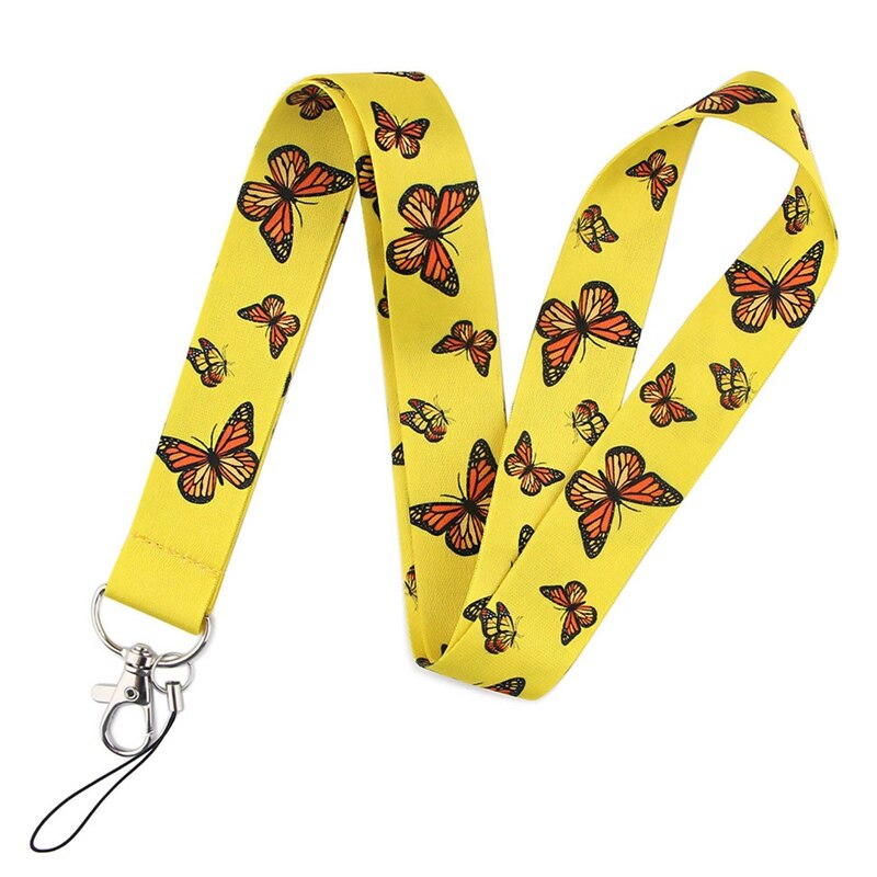 Monarch Vlinder Lanyard Keys Telefoon Houder Grappige Neck Strap Met Sleutelhanger Id-kaart Diy Dier Omboordsels Linten Hang Touw Paar